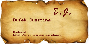 Dufek Jusztina névjegykártya